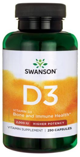 Swanson  Vitamin D-3 2000 IU Higher Potency 250 caps     FREE P&P 